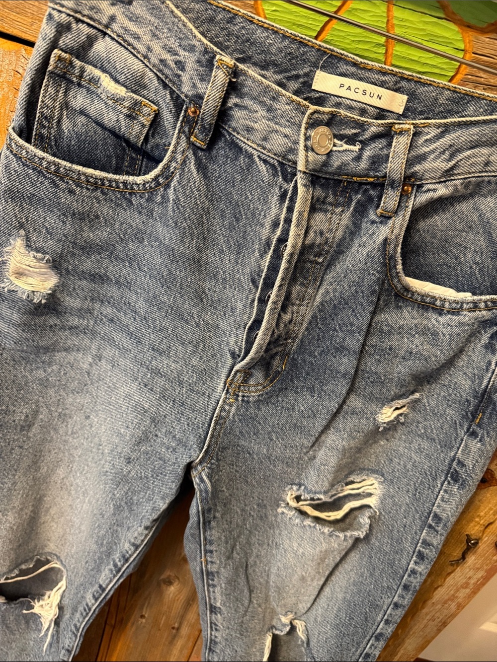 PacSun Distressed Light Blue Dad Jeans size 27 - Picture 4 of 14